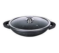Kamberg - Wok 36 cm - Fonte d'Aluminium - Revêtement type pierre - Couvercle en verre - Tous feux dont induction