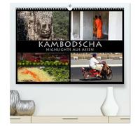 Kambodscha - Highlights aus Asien 2026 (hochwertiger Premium Wandkalender 2026 DIN A2 quer), Kunstdruck in Hochglanz: Uralte Khmer-Tempel und der farbige Alltag in Kambodscha.