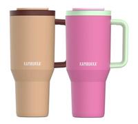 Kambukka Rio Cold Boost - Lot de 2 gobelets isothermes 950 ml avec paille télescopique - Acier inoxydable - 100% étanche - Sans BPA