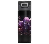 Kambukka Tasse isotherme Etna 500 ml Purple Flower - Bouteille isotherme en acier inoxydable limitée - Tasse à café et thé étanche - Couvercle 3 en 1