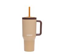Kambukka Tasse thermique de voyage, 900 ml, beige et marron, avec couvercle et anse