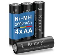 KAMCY Piles Rechargeables AA - Lot de 4 Piles | Batteries AA LR6 Rechargeables 1,2V NiMH 2800 mAh - Pré-Chargées Haute capacité