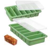 Kamehame Lot de 2 bacs de congélation en silicone avec couvercle 6 trous Super Cube Freezer Bac à glaçons extra large
