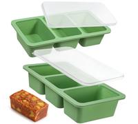 Kamehame Lot de 2 bacs de congélation en silicone avec couvercles pour soupe, bouillon, sauce, beurre, préparation des repas
