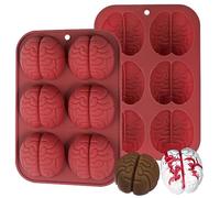 Kamehame Lot de 2 Mini Moules à Pudding en Silicone - 5 cm - Pour Pralines, Halloween, Cerveau - Idéal pour Pudding, Gâteau, Chocolat