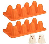 Kamehame Lot de 2 moules à chocolat en silicone pour Halloween, fantôme, pudding, chocolat, bonbons, glaçons