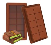 Kamehame Lot de 2 moules à chocolat en silicone profond Prisme rectangulaire Marron 11 tasses US