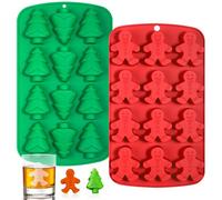 Kamehame Lot de 2 moules à glaçons de Noël en silicone à 12 cavités en forme de bonhomme de pain d'épices pour glaçons de Noël, chocolat, cire fondue