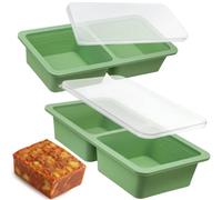 Kamehame Lot de 2 récipients à soupe en silicone avec couvercle pour congeler 2 tasses Vert Extra large Bac à glaçons