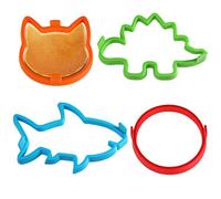 Kamehame Lot de 4 moules à crêpes en silicone anti-adhésif pour crêpes en forme de requin, chat, dinosaure