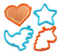 Kamehame Lot de 4 moules à crêpes en silicone anti-adhésif pour poêle à frire en forme de cœur, étoile, licorne, dinosaure