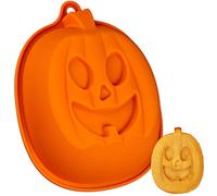 Kamehame Moule à gâteau en silicone en forme de citrouille de 22,9 cm - Moule à gâteau en forme de citrouille d'Halloween - Moule à gâteau anti-adhésif pour gâteau d'Halloween, gelée