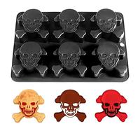 Kamehame Moule à gâteau en silicone en forme de tête de mort pour Halloween, moule à muffin, savon fait main, chocolat, pudding, gelée