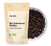 Kamelur BIO Poivre noir entier du Sri Lanka - Poivre aromatique bio en grains pour moulin - emballé dans un emballage biodégradable - 200g