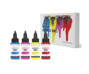 KAMENSKAYA Lot de 4 encres acryliques pour artistes - Combinaison de couleurs #5-30 ml chacune