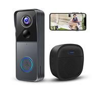 KAMEP Sonnette vidéo WiFi avec carillon, sonnette vidéo intelligente sans fil avec caméra alimentée par batterie, détection de mouvement PIR, HD 1080p, vision nocturne, support carte SD