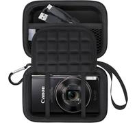 Kamera Tragetasche für PowerShot ELPH 360/200/185/180/190/350,Cyber-Shot DSC-W830/WX350/WX500/W810/W800,Black+Black,Travel Adapter