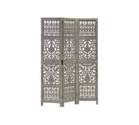 Cloison de Séparation 3 Panneaux Séparateur de Pièce Diviseur Cloison de Pièce Paravent Chambre à Coucher Maison Gris 120x165 cm Bois Manguier