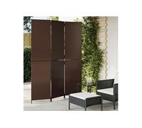 vidaXL Cloison de séparation 3 panneaux marron résine tressée Marron