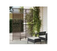 Kamerscherm 3 panelen poly rattan bruin365389