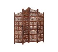 Kamerscherm 4 panelen handgesneden 160x165 cm mangohout bruin285329