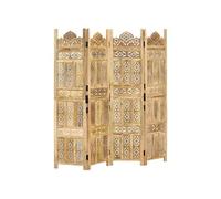 Kamerscherm 4 panelen handgesneden 160x165 cm massief mangohout285316