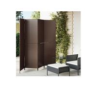 vidaXL Cloison de séparation 4 panneaux marron résine tressée Marron