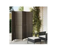 Kamerscherm 4 panelen poly rattan grijs365346