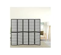 Kamerscherm inklapbaar 5 panelen Japanse stijl 200x170 cm zwart352081