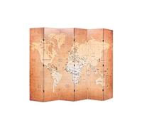 Kamerscherm inklapbaar wereldkaart 228x170 cm geel245880