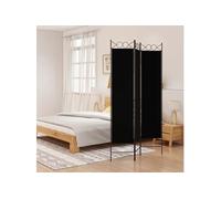 vidaXL Cloison de séparation 3 panneaux Noir 120x200 cm Tissu Noir