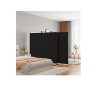 vidaXL Cloison de séparation 3 panneaux Noir 525x180 cm Tissu Noir