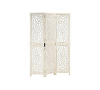 Kamerscherm met 3 panelen handgesneden 120x165 cm mangohout wit285336