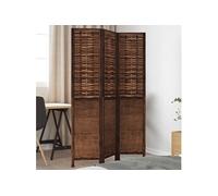 vidaXL Cloison de Séparation 3 Panneaux, Séparateur de Pièce, Écran d'Intimité, Paravent de Salon Chambre, Marron Foncé Bois de Paulownia Massif