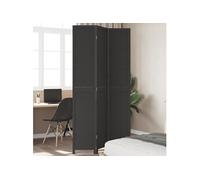 vidaXL Cloison de Séparation 3 Panneaux, Séparateur de Pièce, Écran d'Intimité, Paravent de Salon Chambre, Noir Bois de Paulownia Massif