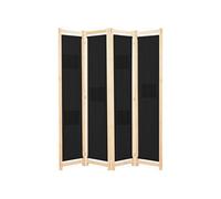 Cloison de séparation 4 panneaux Noir 160x170x4 cm Tissu