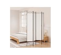 vidaXL Cloison de séparation 4 panneaux Tissu Blanc 160x220 cm