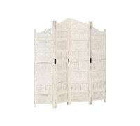 Kamerscherm met 4 panelen handgesneden 160x165 cm mangohout wit285327