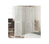 vidaXL Paravent 358674 – 4 panneaux en bois de paulownia massif blanc