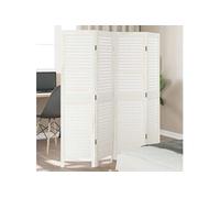 Kamerscherm met 4 panelen massief paulowniahout wit358833