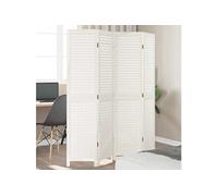 vidaXL Cloison de séparation 4 panneaux blanc bois de paulownia massif Blanc