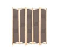 vidaXL Kamerscherm met 5 panelen 200x170x4 cm stof bruin248181 Brun G