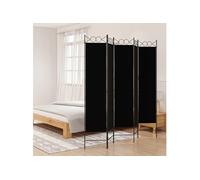 Kamerscherm met 5 panelen 200x200 cm stof zwart350157