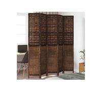 Kamerscherm met 5 panelen massief paulowniahout donkerbruin358712