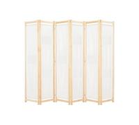vidaXL Cloison de séparation 6 panneaux Tissu 240 x 170 x 4 cm Crème