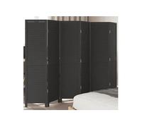 Cloison de Séparation 6 Panneaux, Séparateur de Pièce, Ecran d'Intimité, Paravent de Salon Chambre, Noir Bois de Paulownia Massif