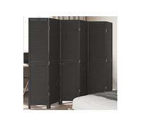 vidaXL Cloison de séparation 6 panneaux noir bois de paulownia massif Marron