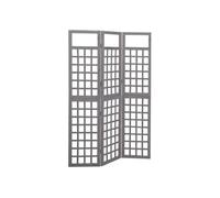 vidaXL Cloison de séparation Bois de pin 3 panneaux Treillis Supports de plantes Gris 121x180 cm