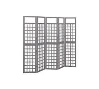 vidaXL Cloison de séparation à 5 panneaux Bois de pin Gris 201,5x180cm Multicolore