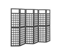 Canisse brande brise vent et brise vue vidaXL Cloison de séparation à 6 panneaux Bois de pin Noir 242,5x180cm